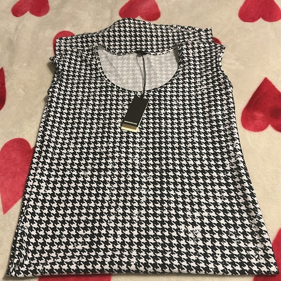 Monrow Black White Houndstooth Jersey Midi Dress NWT - Picture 3 of 10